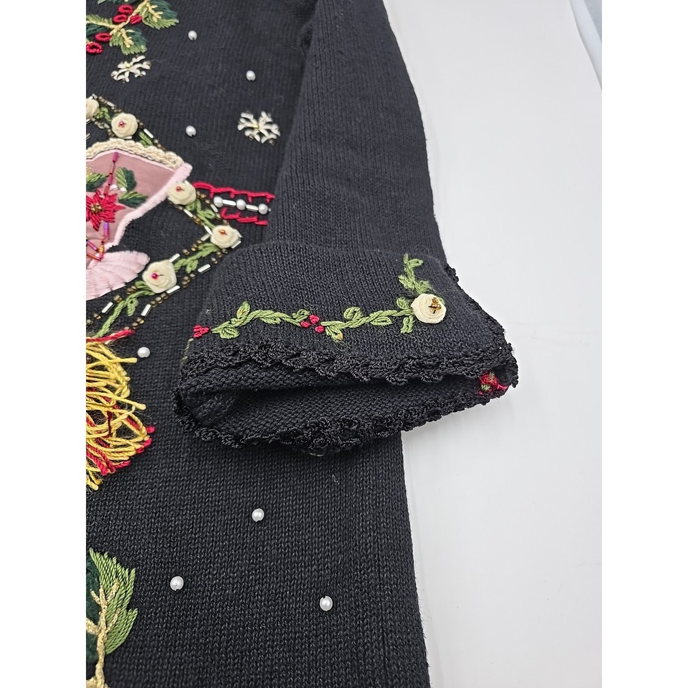 Victoria Jones Fall VTG Embroidered Ugly Christmas Sweater Beaded Woman S - Picture 8 of 12